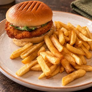 Pileći burger + pomfrit