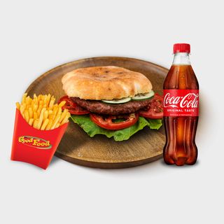 Velika pljeskavic + pomfrit + coca cola