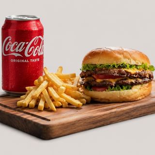 Double classic burger + Coca Cola