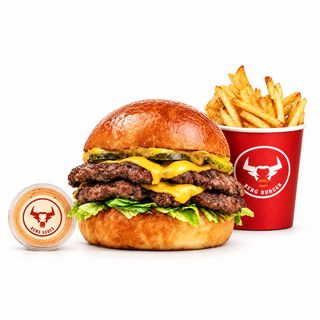 Cheeseburger Double + pomfrit + sos po izboru