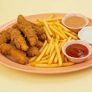 Chicken strips + pomfrit