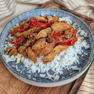 Sweet & Sour Chicken with Rice and Vegetables