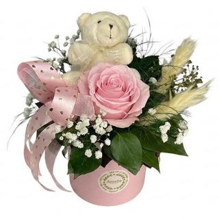 Kutija sa roze ružom i medom