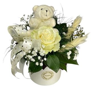 Kutija sa belom ružom i medom