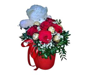 Box sa 5 ruža,medo i ferrero