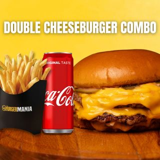 Double Cheese burger + pomfrit + coca cola 0,33