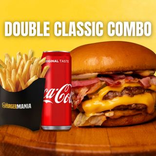 Double classic burger + pomfrit + coca cola 0.33
