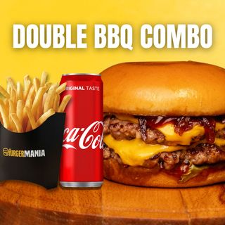 Double Bbq burger + pomfrit + coca cola 0.33