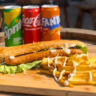 Kobaje, pomfrit (150g), Coca-Cola 0.33l