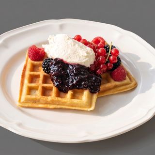 Belgian waffle with wild forest berries