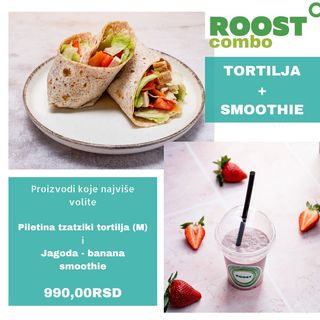 Piletina tzatziki tortilja + jagoda - banana smoothie