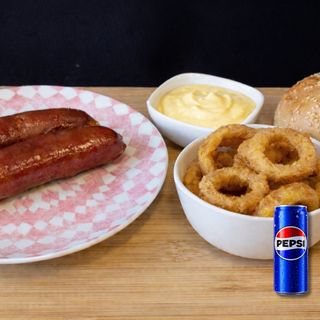 KOMPLET  OBROK - Kranjska kobasica + onion rings