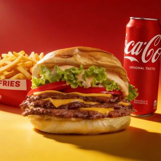 Smashburger MAX + regular pomfrit + limenka 0.33l