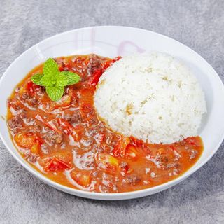 Tomato beef brisket rice bowl