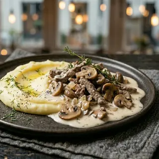 Beef stroganoff sa pečurkama