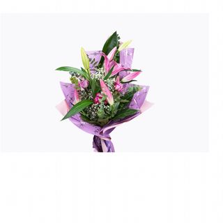 Stepenasti buket sa roze orjentalom i ružama