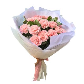 Buket 15 karanfila sa eukaliptusom