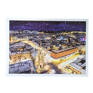 Čestitka Novi Sad  pogled sa visine noćni grad