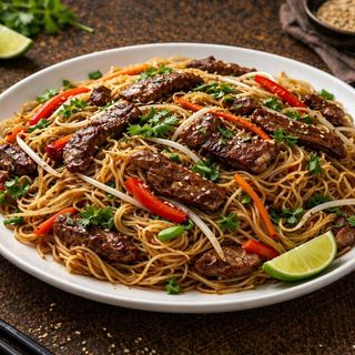 Fried Rice Noodles with Beef