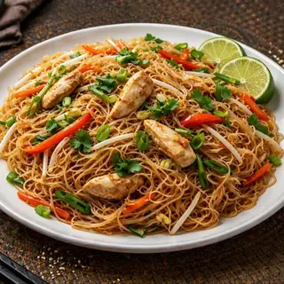 Fried Rice Noodles with Chicken