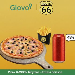 Pizza Jambon Moyenne +Frites+Boisson