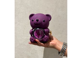 Rose Bear Jewelry Box purple With eternal Flower