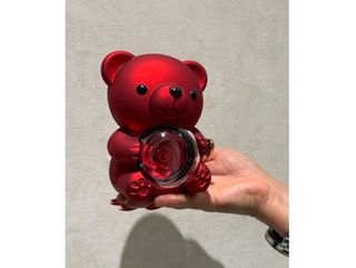 Rose Bear Jewelry Box Red With eternal Flower