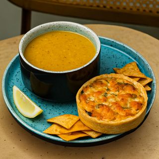 Quiche au saumon + Soupe lentille