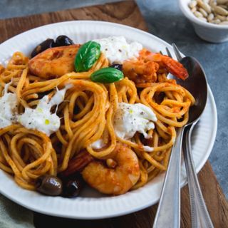 Spaghetti Burrata & Gamberi