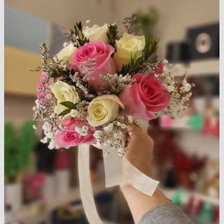 Jetée mariée blanc et rose