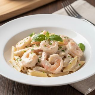 Pâtes aux crevettes sauce blanche