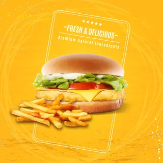 Chicken Burger with fries