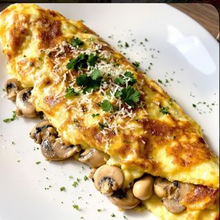 Omlette mozzarella champignons escalopes