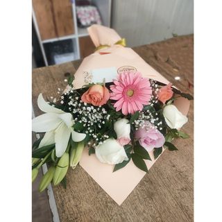 Bouquet Garden Lys roses Gerberas (Avec choix des couleurs)