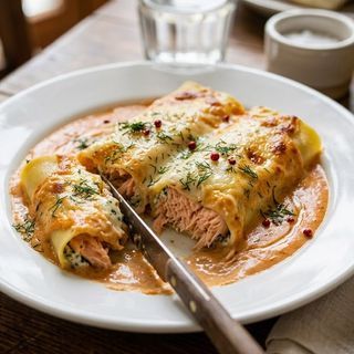 Cannelloni saumon sauce rosée