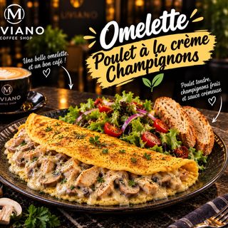 Omelette Poulet À La Créme Champignon
