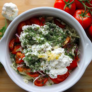 Салат з домашнім сиром та овочами