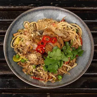 Локшина удон з кріспі куркою та овочами (350 г)
