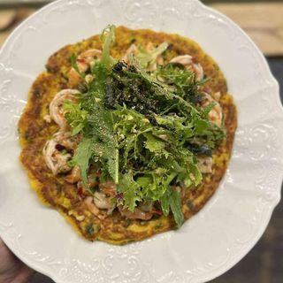 Оладок з гарбуза з креветками