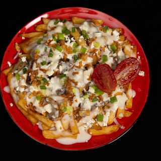 Poutine з білими грибамита лисичками