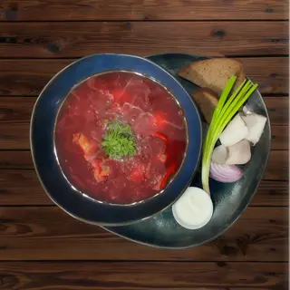 Борщ на свинячих ребрах (300/50г)