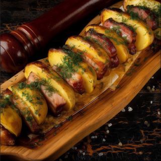 Картопля на мангалі  з беконом та часником (400г)