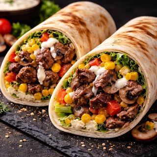 ШАУРМА БУМ 3 ( з м'ясом , грибами та кукурудзою)