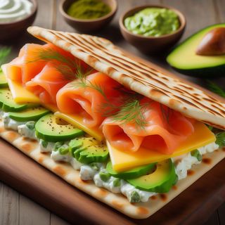 Гриль-лаваш із лососем, авокадо, та вершковим сиром