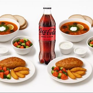 КОМБО ОБІД НА ДВОХ з Coca-Cola 0.75 + СОУС
