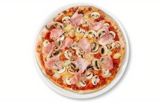 Піца з шинка та грибами 