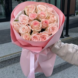 Букет з 15 рожевих троянд