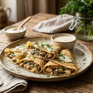 Млинці з куркою та печерицями 280 гр