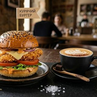 Бургер з куркою+ Капучино ХЛ