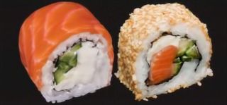 Філадельфія з лососем + каліфорнія в кунжуті з лососем (255/50/25/10г)